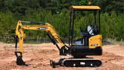 Image of a SANY SY16C Excavator Left Side Digging Trench