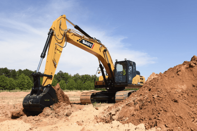 SANY Excavator digging on a construction site