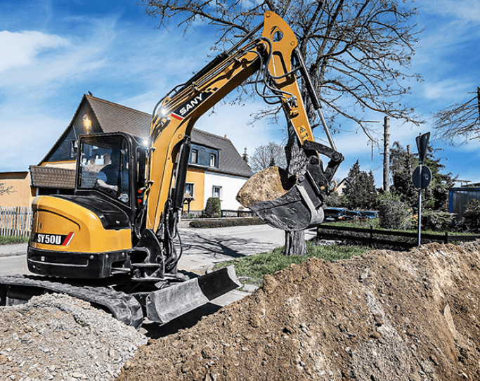 SANY Excavator digging on site