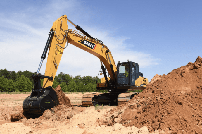 SANY Excavator digging on site
