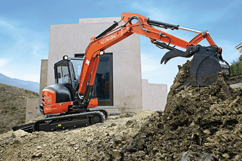 Compact Excavator working on a residential site