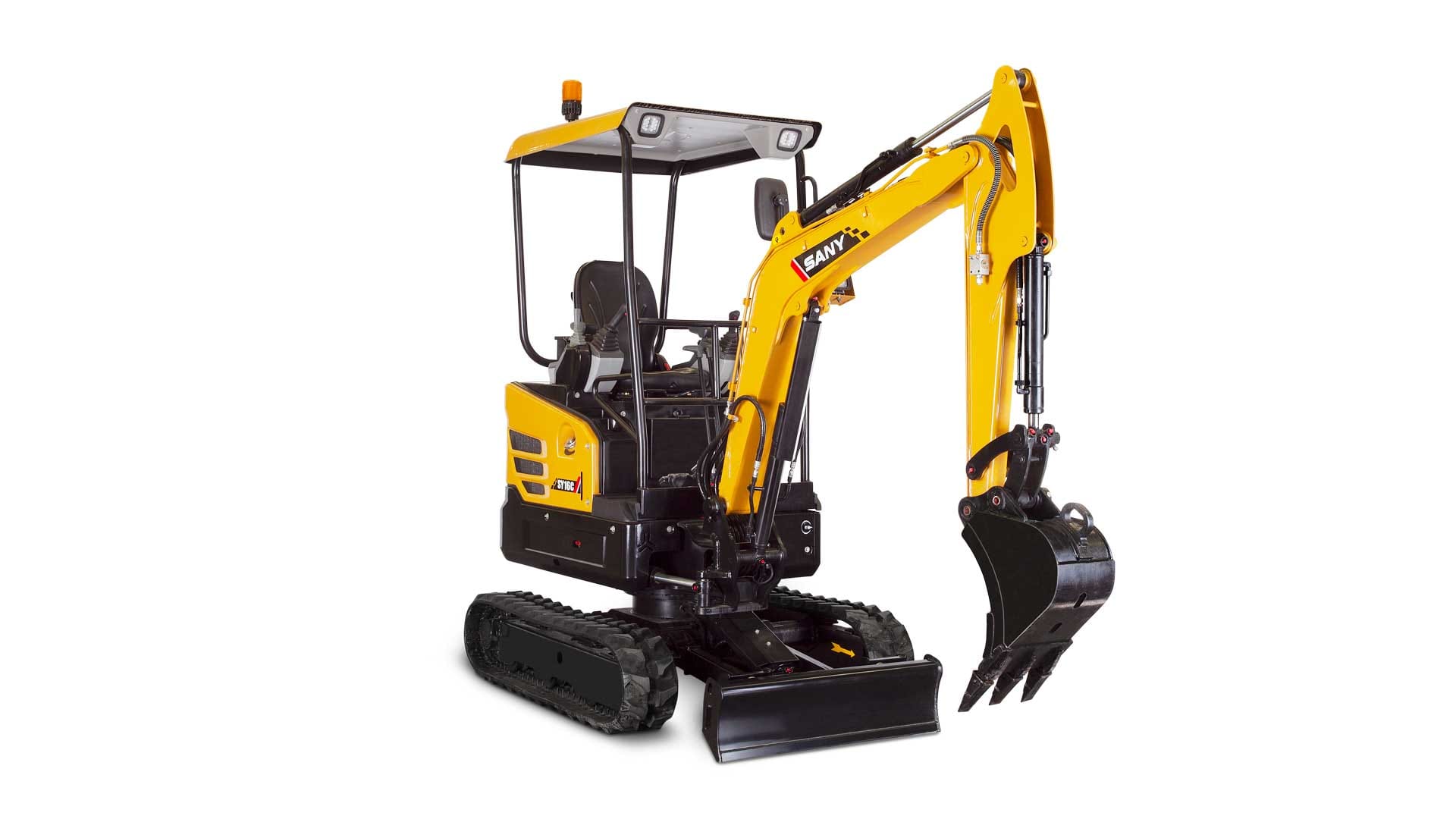 Image of a SANY SY16C Excavator Right Facing with White Background