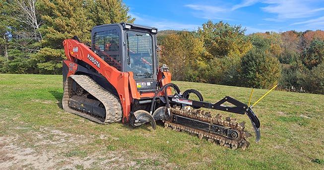 Kubota SVL75-3HFWVCC Track Loader with AP-TR4810 Trencher