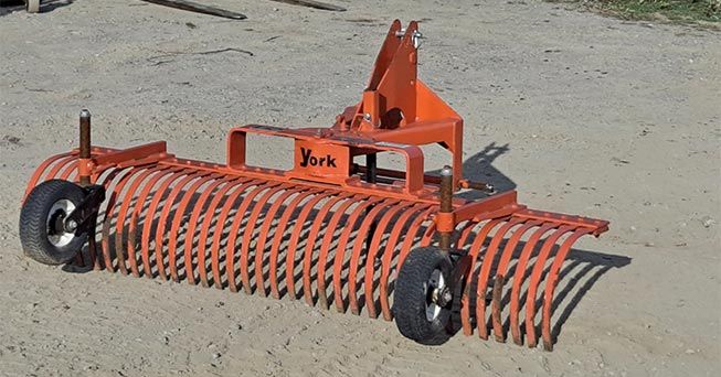 York RS6 6ft Landscape Rake with Gauge Wheels – 3-Point Hitch