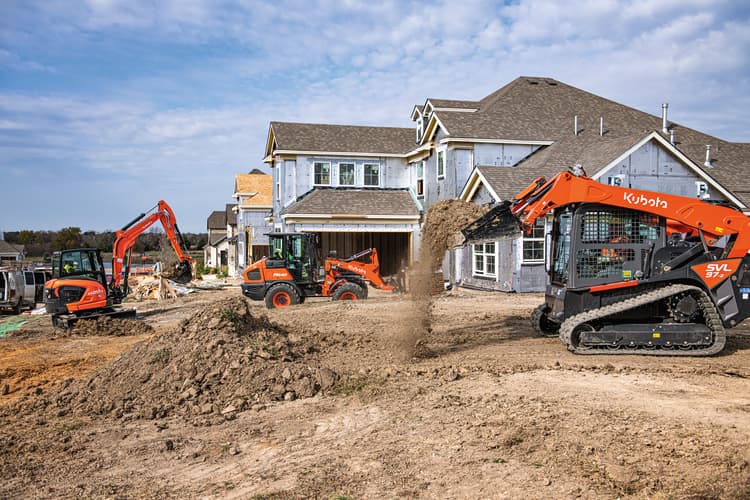 Excavators and Skid Steers on construction site