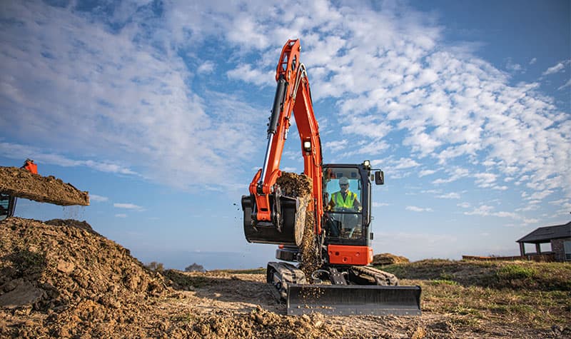KX excavator in construction site